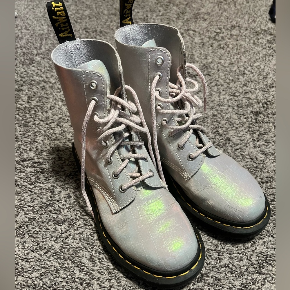 Lately used iridescent, Dr. Martens boots